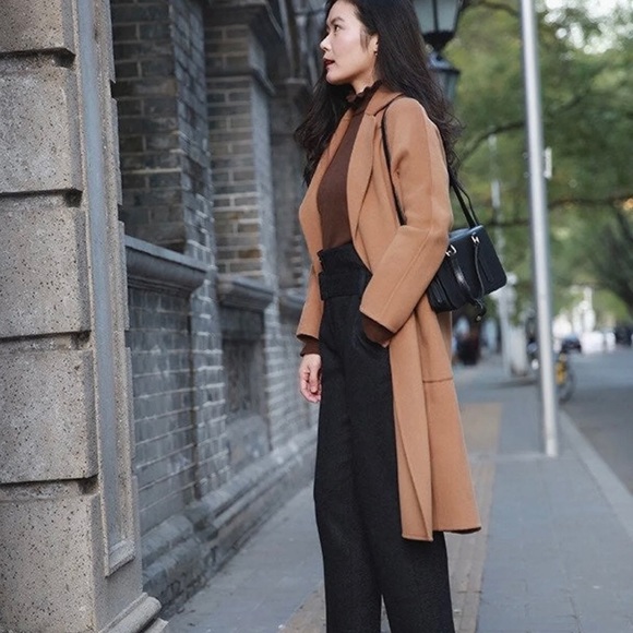 Classic Camel Hair Wool Wrap Coat - Picture 9 of 10